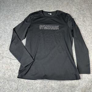 Gymshark Arrival Long Sleeve Shirt Mens Large Black Spellout Logo Athletic